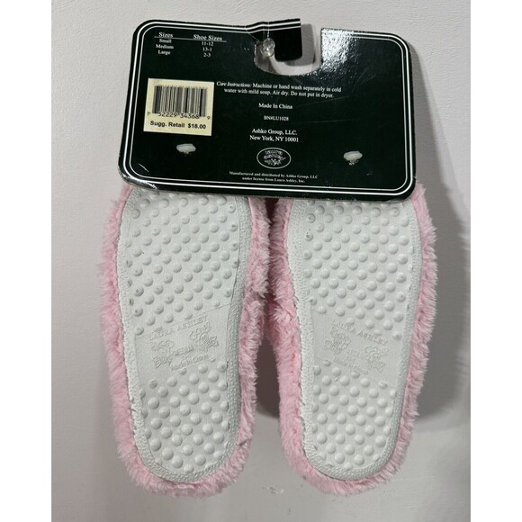 Laura Ashley girl's size 1-13 medium pink slip on slippers with bow - Picture 5 of 5